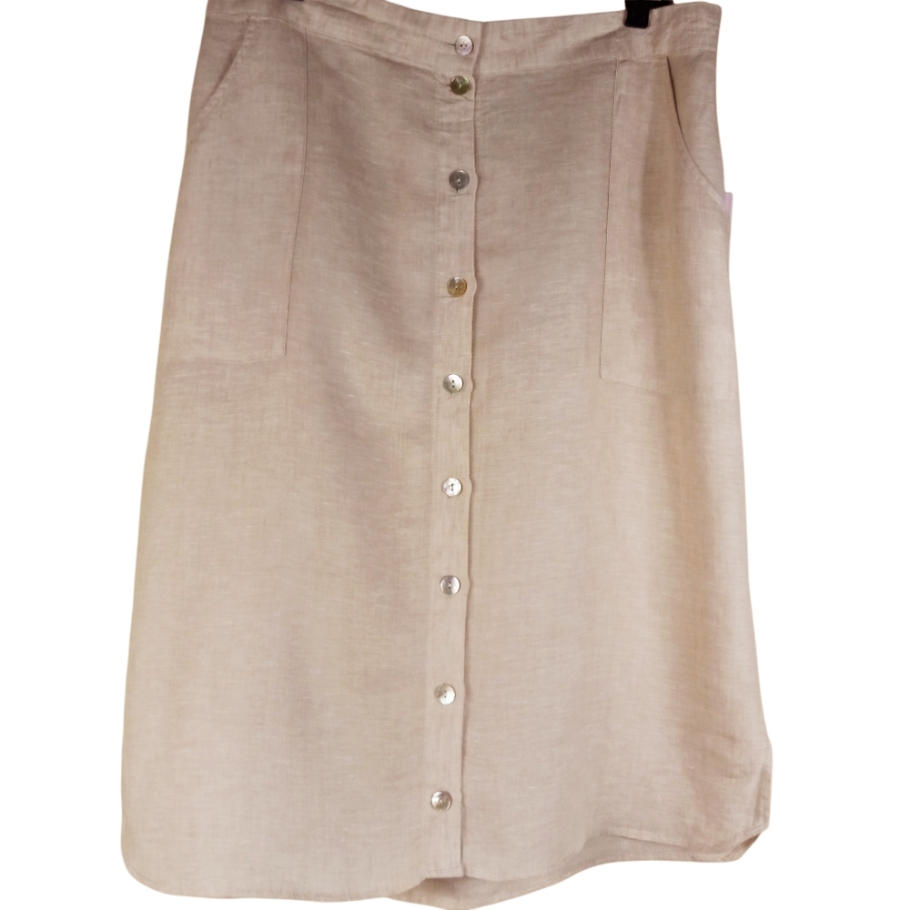 St. Tropez Linen iButton-Down A-Line Skirt Size XL 36in waist 29in lenght